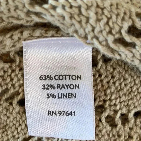 J Jill Pointelle Open Cardigan Sweater Linen Blend Size Medium Beige *READ - Picture 6 of 8